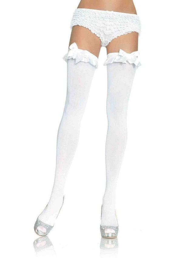 color_white | Leg Avenue Devi Stockings with Ruffle Bow