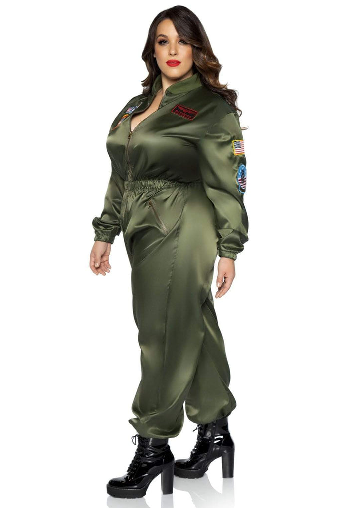 Leg Avenue Plus Top Gun Costume Parachute Flight Suit
