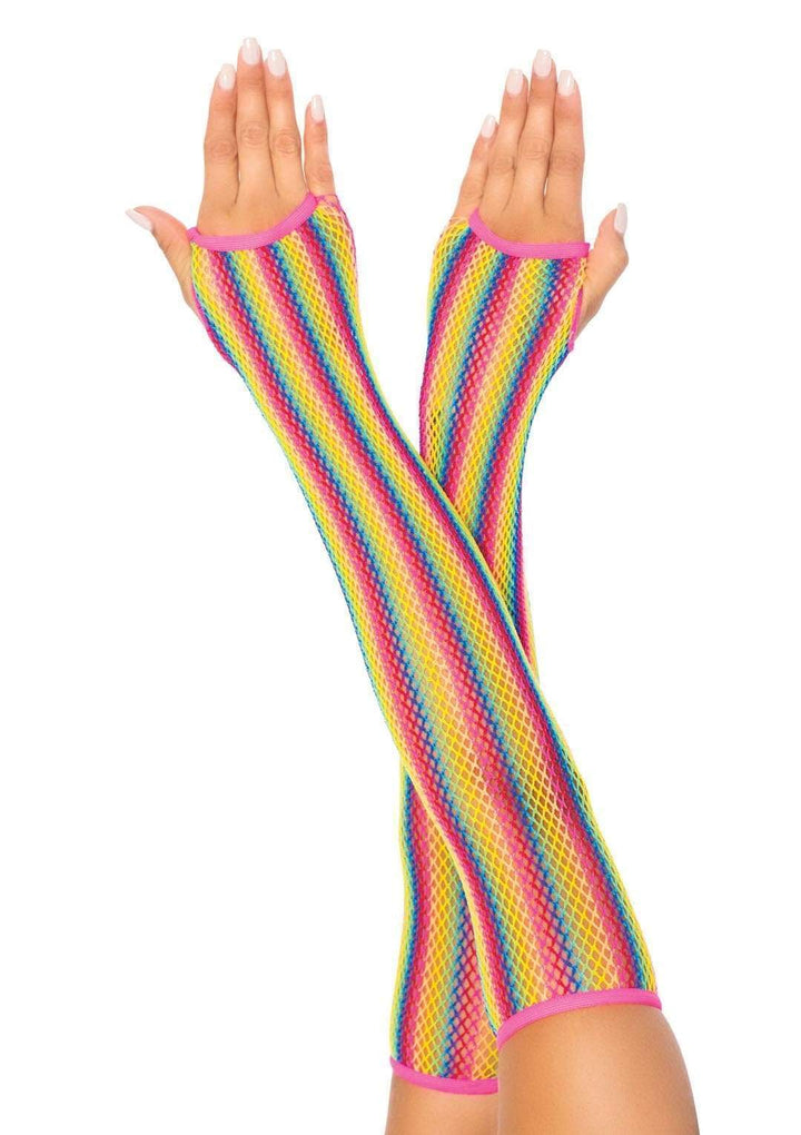 Leg Avenue Rainbow Fishnet Arm Warmers