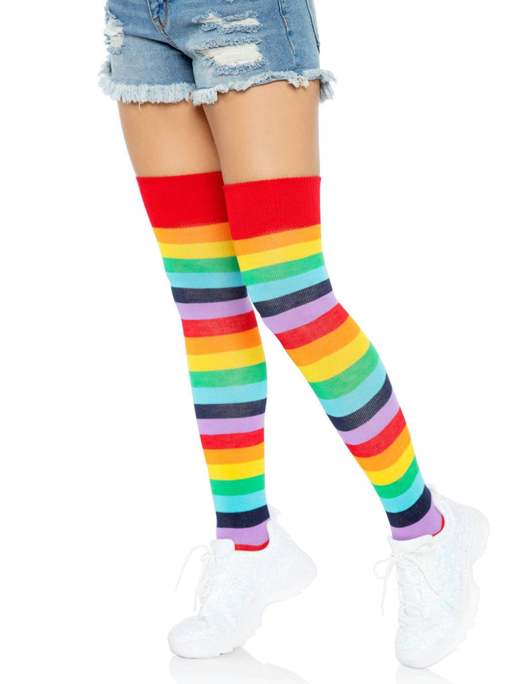 Leg Avenue Cherry Rainbow Thigh High Stockings