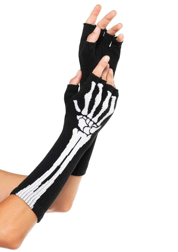 Leg Avenue Woven Skeleton Fingerless Gloves