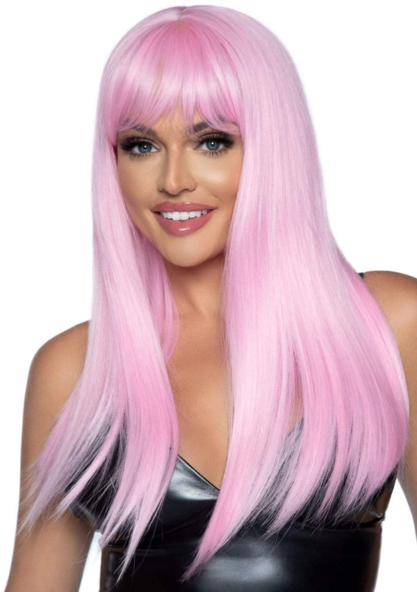 Color_Pink | Leg Avenue 24" Straight Wig with Bangs