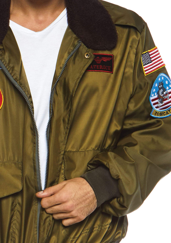 Leg Avenue Men's Top Gun Nylon Bomber Jacket